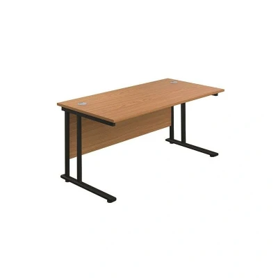 Image of Jemini Rectangular Double Upright Cantilever Desk 1600x800mm Nova Oak/Black KF820178