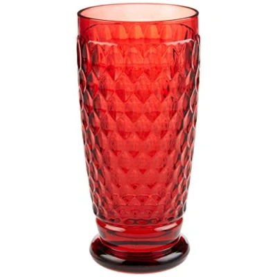 Image of Boston Highball Glasses Set of 4 Premium Crystal Glass Red 13.5 Ounces