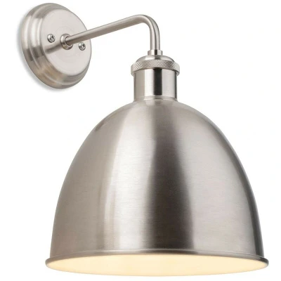 Image of Genoa Industrial Dome Wall Light Brushed Steel