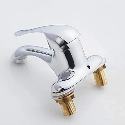 Image of YLXD Kitchen Sink Taps,Kitchen Mixer Taps,Bathroom Basin Taps, Chrome 2 Hole Tap Hot Cold Brass Dual Twin Handles Deck Mounted Faucet