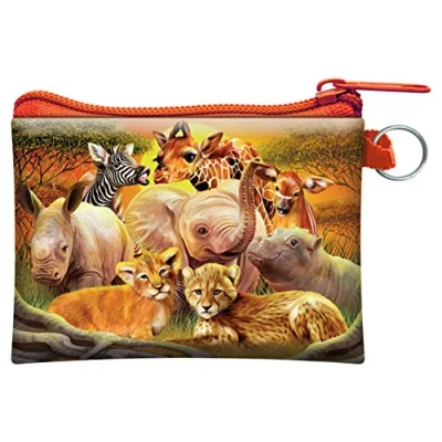 Image of 3D LiveLife Coin Purse Kissing Cousins from Deluxebase. Lenticular Safari Animal Purse. Cash, and Card Holder with Secure Zip Featuring Artwork Licensed Renowned Michael Searle