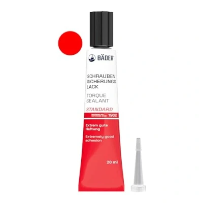 Image of ORIGINAL BÄDER Torque Seal Tamper proof Indicator STANDARD color RED 20ml Threadlocker Made in Germany since 1962 Security pen for sealing and of manipulation.