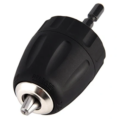 Image of Walfront Keyless Drill Chuck Adapter, 3/8 24UNF 0.8 10MM Conversion Tool Hammer Converter with 1/4 Inch Hexagonal Adapter