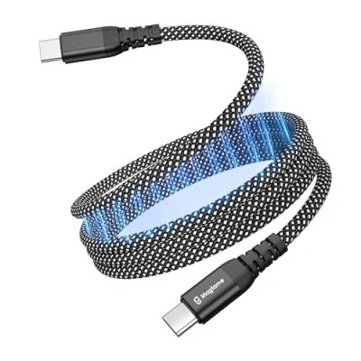 Image of Magtame Magnetic USB C Cable, Elastic Coiled to Leads 60W(3A), 1M/3.3FT Retractable USBC Cord, Nylon Braided Type Fast Charging Cables Compatible with iPhone 16,for Samsung