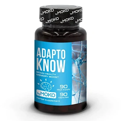 Image of byMoko AdaptoKnow Ashwagandha Siberian Ginseng and Ginkgo biloba Supplement Brain Booster for Cognitive Function, Memory Health, Concentration, Stress Anxiety 90 Days Supply