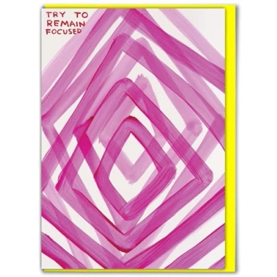 Image of Official David Shrigley Funny Birthday Cards &#039;Try To Remain Focused’ Artistic Humour For Him Her Men Women Friends Quirky Art Lovers