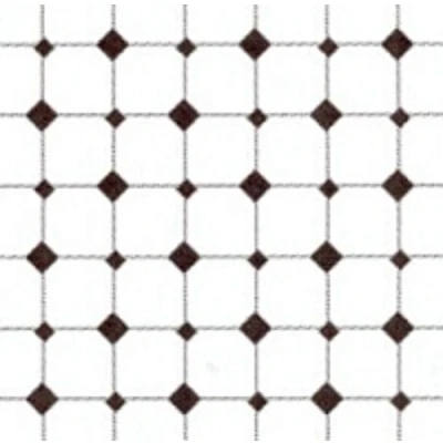 Image of Melody Jane Dolls House Miniature Black &amp; White Tile Effect Flooring 1:24 Scale Paper