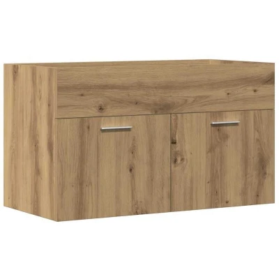 Image of vidaXL bathroom sink cabinet storage cupboard wall mounted, artisan oak, engineered wood, ample storage, modern design