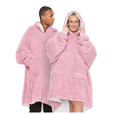Image of GC GAVENO CAVAILIA Teddy Hoodie Blanket Oversized Fleece Hooded Sweatshirt Extra Warm Comfortable Wearable Throw One Size Fit All