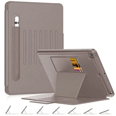 Image of DAORANGE Case for iPad 9th / 8th 7th Generation (iPad 10.2 Inch 2021/2020/2019), PU Leather Shockproof Magnetic Smart Cover with Pencil Holder, 7 Angles Stand, Auto Sleep/Wake (Rose Gold)