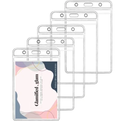 Image of Glamified Plastic Card Holder, 10Pcs Vertical Name Holder Tag Clear Badge ID Holders Waterproof (10x8cm)