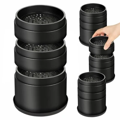 Image of MixDora Bed Risers 2, 3 or 4 Inch Round Stackable Furniture Anti Slip Chair Raisers for Sofas Couches Table Set of Pack Black（2+1+1 Inch）