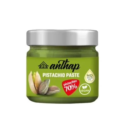 Image of Anthap Anthapella Pistachio Paste (70% Pistachio), Premium Quality Paste, Sweet Spreadable Excellent Taste, With 70% Turkish Pistachios, Perfect for Breakfasts &amp; Dessert, 200g