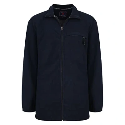 Image of KAM Kingsize Men&#039;s Long Sleeved Sherpa Bonded Fleece Jacket Pockets Inner Lined Full Zip KV100 Navy 5XL