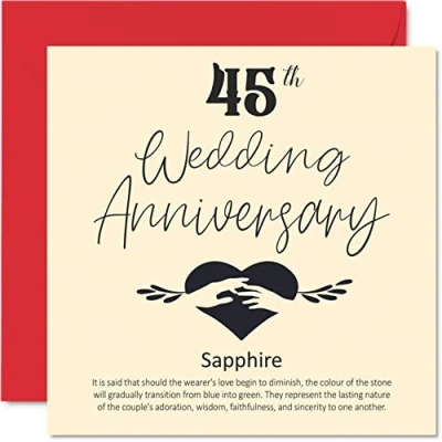 Image of 45th Anniversary Card for Husband Wife Boyfriend Girlfriend Wedding Sapphire Women Men Her Him, 145mm x Greeting Cards Fiance Fiancee