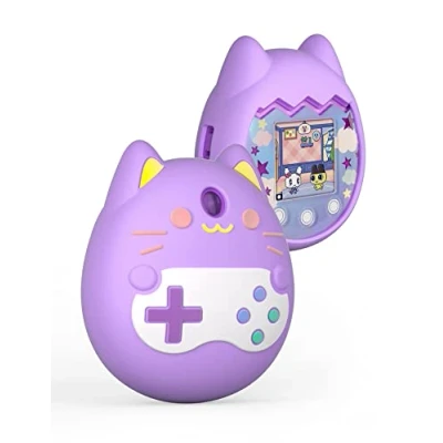 Image of Silicone cover case Virtual electronic pet protective Skin Sleeve Shell game machine for Tamagotchi Pix Children Birthday Gift (purple)