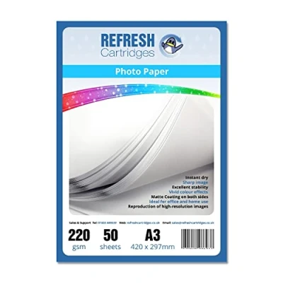 Image of Refresh Cartridges Duo Matte Double Sided A3 Professional Inkjet Photo Paper 220gsm 50 Sheets