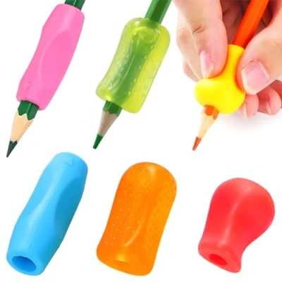 Image of OSteed 21 Pcs Pencil Grips for Children Handwriting, 3 Style Silicone Pen Adults Writing Aid, Triangle Holder Left Handed Kids Easy Grip, Assorted Colors