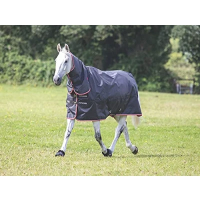 Image of Shires Typhoon 200g 840 Denier Full Neck Combo Horse Turnout Rug 7&#039;3&quot; / 87&quot;, Black