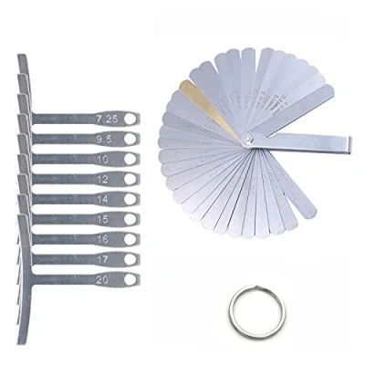 Image of Alnicov 9Pcs Understring Radius Gauge Luthier Tools 32 Blades Feeler Dual Marked Metric and Imperial Gap Measuring Rulers Tool for Guitar Bass