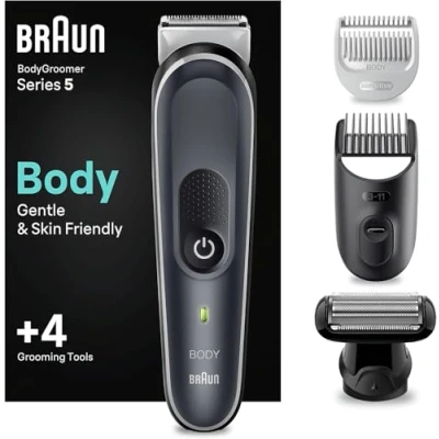 Image of Braun Series 5 Body Groomer/Intimate Shaver for Men, Care and Hair Removal Chest, Armpits, Comb Attachments 1 11 mm, Waterproof, 100 Minutes Runtime, Gift Man, BG5340