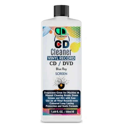 Image of Vinyl LP Record Cleaner Solution Antistatic Fluid Spray Bottle with Supersoft Microfibre Cleaning Cloth Removes Dirt, Dust &amp; Fingerprints (50ml Cap)
