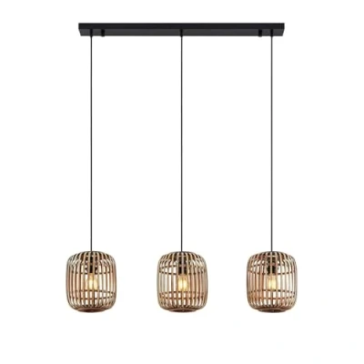 Image of Lindby Ceiling Light &#039;Canyana&#039; dimmable in Brown Made of Wood for e.g. Living Room &amp; Dining (3 Sources, E27) from Pendant Lighting, lamp, Hanging