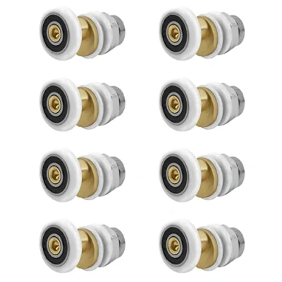 Image of 8Pcs Shower Door Rollers Sliding Wheels Pully Parts Fixing Replacement for Bathroom Glass Doors 25mm