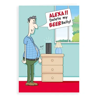 Image of Regal Publishing Humour Funny Birthday Card Alexa delete belly 7 x 5 inches