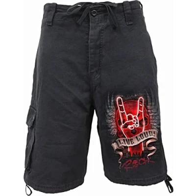 Image of Spiral Live Loud Vintage Cargo Shorts Black S