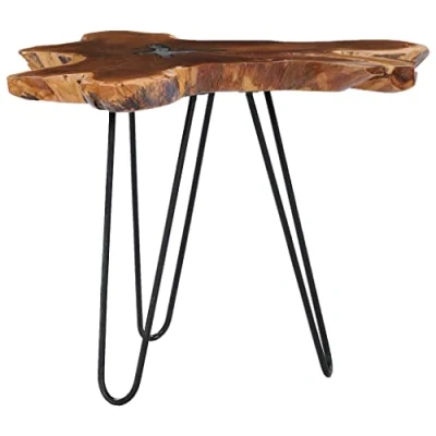 Image of vidaXL Coffee Table with Solid Teak Wood and Transparent Polyresin Handmade Rustic Design, Sturdy Construction, Weather Resistant