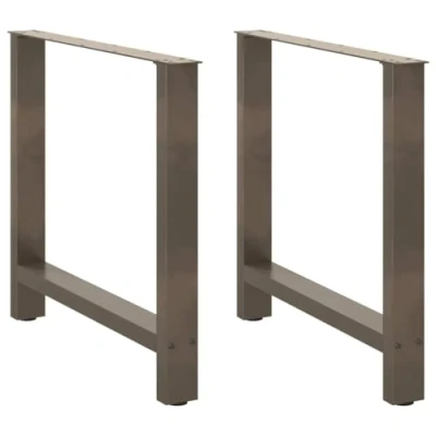 Image of vidaXL Coffee Table Legs, Natural Steel Geometric Design with Adjustable Foot Levelers, Perfect for Custom Living/Dining Rooms Sturdy Powder Coated Steel, 70x(72 73) cm