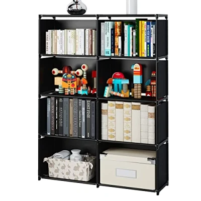 Image of MOYIPIN 8 Cube Storage Shelves, Portable Bookshelf, Closet for Family Study, Organiser Rack, Cabinet in Living Room, Easy to Assemble Black