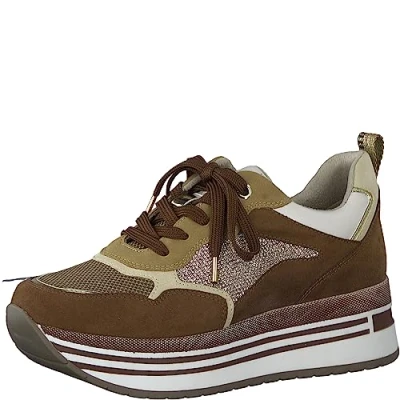 Image of MARCO TOZZI Women&#039;s 2 23727 41 Sneaker, Cognac Comb, 6.5