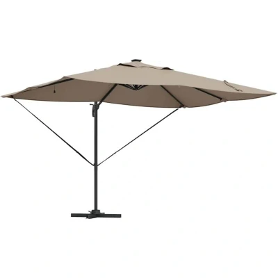 Image of vidaXL Cantilever Roma Parasol with LEDs Taupe 352x251x265 cm Aluminium