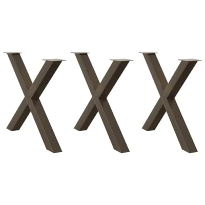 Image of vidaXL dining table legs x shaped modern steel adjustable feet levelers 90x72 73 cm versatile for room/living room/office natural/brown