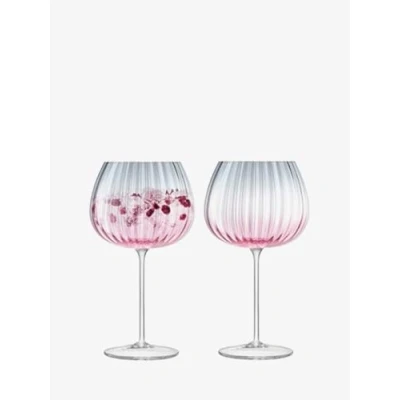 Image of LSA Dusk Balloon Goblet 650ml Pink/Grey Set of 2 Mouthblown &amp; Handmade Glass Hand Painted DU04