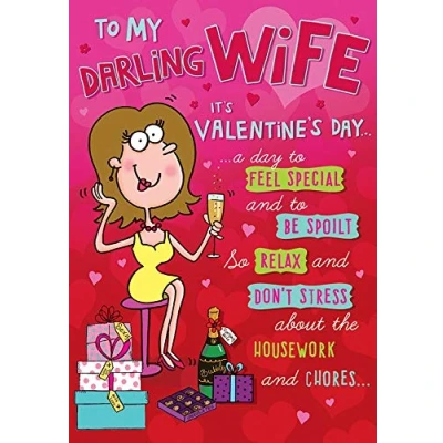 Image of Piccadilly Greetings Valentines Card Wife 9 x 6 inches
