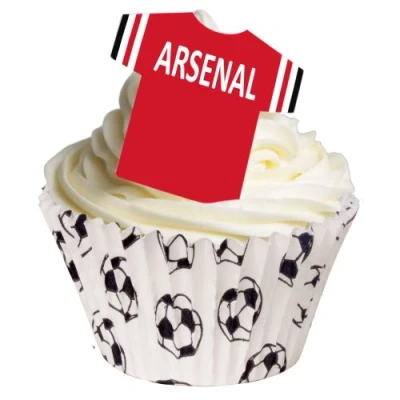 Image of 12 Edible T Shirt Decorations Great for Arsenal Fans Perfectly pre Cut Wafer just pop Them Out The Packaging and top on Your Cake Pack of by CDA Products Ltd