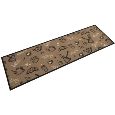 Image of vidaXL Kitchen Rug Washable Morning Brown 45x150 cm Velvet