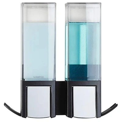 Image of Better Living Products Clever Double Shower Dispenser 2, Shampoo and Soap Dispenser, 2 x 17 fl. oz. Black, 8.13&quot; 3.5&quot; 8.25&quot;