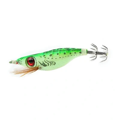 Image of Squid Jig Fishing Lures, Artificial Luminous Tail Tackle Bait Hooks (green) Supplies