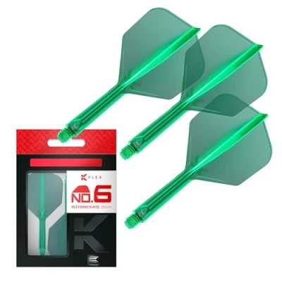 Image of Target Darts K Flex Integrated Dart Flight And Shaft, No.6 Green (Intermediate) Pack Of 3 No 6, Precision Moulded 2 In 1 Flights Stem Professional Accessories