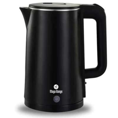 Image of Maya Range 1.8L Cordless Electric Kettle, 2.2kW Fast Boil, Black Premium Plastic, Removable Anti Scale Filter, Push Button Lid, Perfect Pour Spout, Stainless Steel Interior (Black)