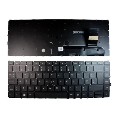 Image of Power4Laptops UK Layout With Pointer Black Replacement Laptop Keyboard Compatible HP EliteBook 840 G7