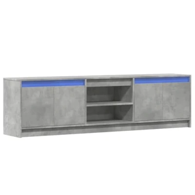 Image of vidaXL TV Cabinet with LED Stand Unit Engineered Wood, Concrete Grey, 139.5 x 34 50 cm, RGB Lights Living Room/Bedroom Console