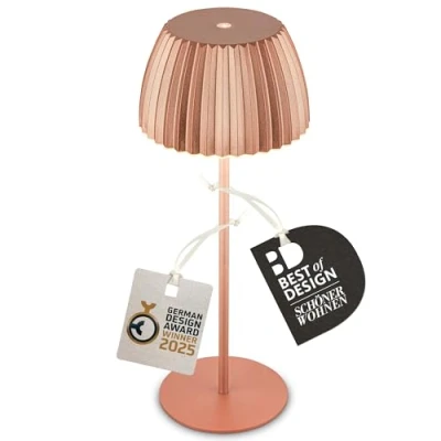 Image of Briloner Brilo unplugged Riffle LED table lamp, copper colour