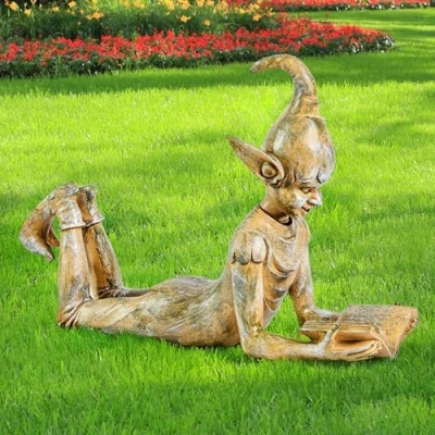Image of Garden Mile Novelty Magical Fairy Reading Elf Statue Free Standing Waterproof Figurine Accessories Indoor and Outdoor Decorative Ornament for Home Decor Christmas (35cm)