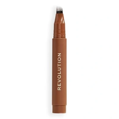Image of Revolution, Instant Brow Hair Pen, Precision Applicator for Like Strokes, Long Lasting Eyebrow Warm Brown, Vegan &amp; Cruelty Free, 1.8ml