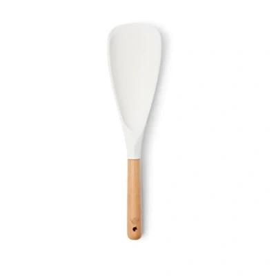 Image of Yum Asia Premium Rice Spatula with Beech Wood Handle and Silicone (Duckbill Spatula, Ice White)